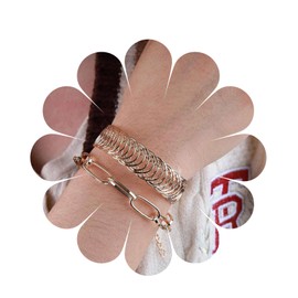 Yheakne Boho Layered Bangle Bracelet Chunky Gold Paper Clip Bracelet Adjustable Half Open Punk Cuff Bracelet Gothic Cuff Bracelet Jewellery for Women and Girls