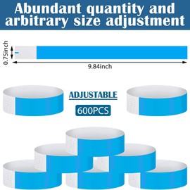 SAHENITEANA 600 Pcs Paper Wristbands for Events Neon Party Wristbands Colored Wristbands Waterproof Paper Identification Wristbands for Concert Bar Entrance Admission (Blue, 10x0.75in-600PCS)