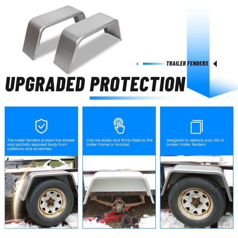 ECOTRIC Square Trailer Fenders For 14"-16" Wheels Compatible with Car