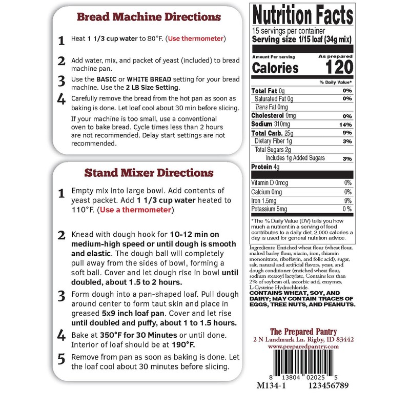 The Prepared Pantry Pan de Agua Bread Mix, Single Pack,