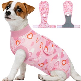 Kuoser Dog Recovery Suit, Valentine's Day Dog Surgical Recovery Suit for Female Male Dogs, Dog Onesies for Surgery Recovery, Pet Surgical Suit for Spay Neuter Dog Cone Alternative