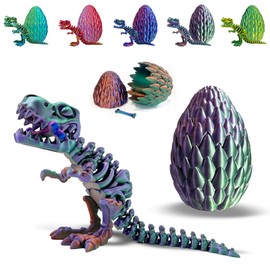3D Printed Dinosaur Toy Bones with Dinosaur Egg, 3D Printed Tyrannosaurus Full Articulated T-Rex Toys Home Office Desk Decor Gifts, Adults Fidget Toys for Autism/ADHD