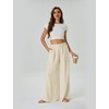 JEKAOYI Womens Casual Linen High Waist Wide Leg Pants Palazzo