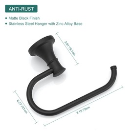 Hoimpro Matte Black Bathroom Bar Set, Wall Mounted Bathroom Hardware Fixture Tissue Roll Holder Towel Rack (Hand Towel Ring, Toilet Paper Holder), 2 PCS Bathroom Accessories, Stainless Steel