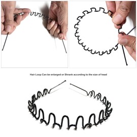 AYUSHNAIK Daily Use Zigzag Metal Headband Spring & Wavy Head Wear Unisex Sports Hair Band Non-Slip Hoop Zig Zag Hairband, Hair Accessories for Men,Women, Boys & Girls-(12 Pieces Black)