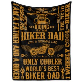 InnoBeta Motorcycle Dad Gifts, Throw Blanket for Cooler Biker Dad, Grandpa, Motorbike Lover Biker Rider Father, Father's Day, Christmas, Birthday