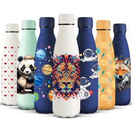 HoneyHolly Stainless Steel Water Bottle, 500 ml, BPA-Free, Thermos Flask, 18/8 Stainless Steel, Children's Water Bottle, Double-Walled Vacuum Insulated, Thermos Flask for School, Outdoor, Camping,