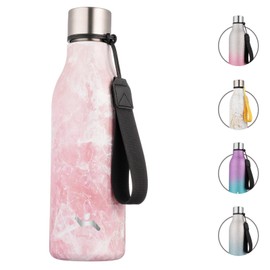 Konokyo Insulated Water Bottle with Strap,18 oz Double Wall Stainless Steel Vacuum Bottles Metal Water Flask,Blossom