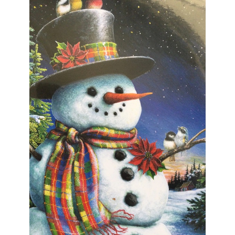 SPRINGBOK FEATHERED FRIENDS 1000 PC PUZZLE SNOWMAN IN HAT SCARF