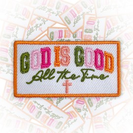 God is Good All The Time Cross Patch 3 Inches Iron On/Sew On Embroidered Applique for Trucker Hats Clothes Backpack Christian Religious Jesus DIY Funny Accessories Gifts for Friends Coworkers Dad Mom