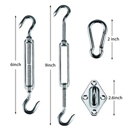 Amagenix Shade Sail Hardware Kit for Triangle Sun Shade Sail Installation，6 Inch 304 Grade Stainless Steel Hardware for Patio Garden Outdoors，30Pcs