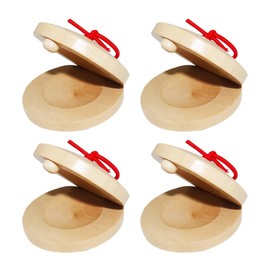 Sarini 4Pcs Wooden Castanets Finger Clackers Clappers Education Clappers Percussion Instruments Mini Clap