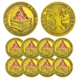 IELCJJ 10PCS Dumpster Fire Coin, Encouragement Challenge Coins Incentive Awards Token Inspirational Hilarious Medallion Funny Office Gifts for Office Parties and Appreciation for Men Women（Gold）