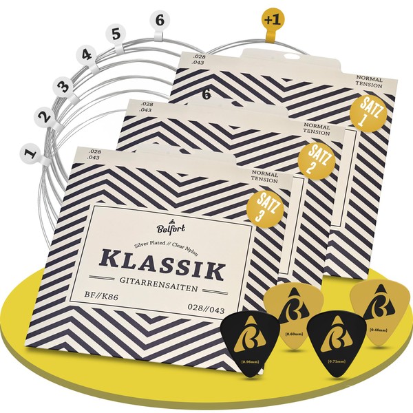 BELFORT® Classical Guitar Strings, Nylon and Silver, Acoustic Guitar (Set