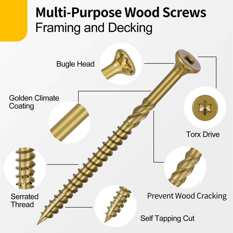 SVLING 340Pcs Multi-Purpose Wood Deck Screw Kit,#8#9 Bugle Head for