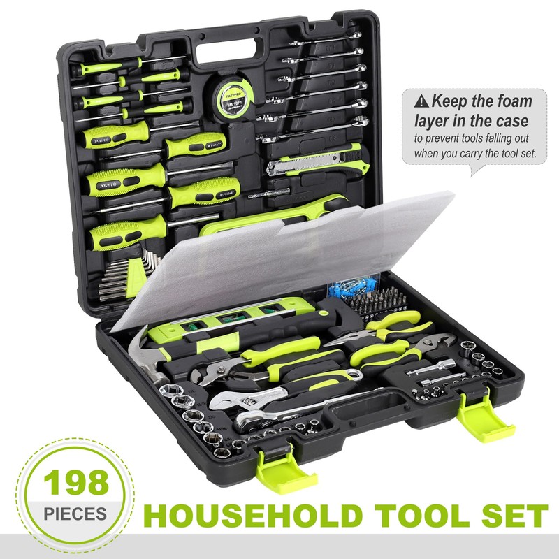 FASTPRO 198-Piece Household Tool Set, Home Repairing Tool Set with