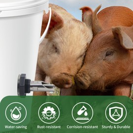 Pig Nipple Waterer for Barrel kit,Stainless Steel Automatic Pig Nipple Waterer, Hog Drinker Feeder with Water Tank Connector Kit,Hog Water Nipples for Pig Goat Waterer System (Silvery, 5 PCS)