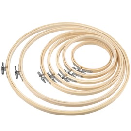 BUYGOO 7 Sizes (4, 5, 6, 7, 8, 10, 12 Inch) Bamboo Embroidery Hoops Set, with Easy Loosen Tighten Mechanism, Adjustable Embroidery Wooden Bamboo Circle Mini Cross Stitch Hoops for DIY Art Craft Sewing