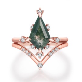 LAZLUVU Vintage Green Crystal Engagement Rings Natural Green Gems Ring Emerald Diamond Wedding Bridal Ring for Women Anniversary Ring Size 9