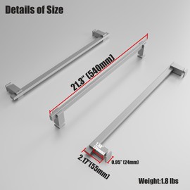 YTTSOYTS Glass Shower Door Handle Towel Bar 540MM Stainless Steel Sliding Shower Door Handle Replacement for Commercial and Residential Glass Doors Brushed Silver