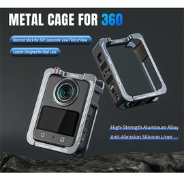 DJI OSMO 360 Camera Cage Protective Case Aluminum Alloy Cage with 1/4" Screw Hole AC Quick Release Connection Cold Shoe Mount for Movie Shooting VLOG Video