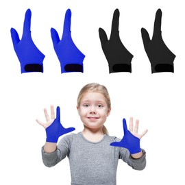 HYUXNT 4Pcs Thumb Sucking Guard Gloves, Kids Chewy Compression Gloves, Breathable Guard Nail Biting Gloves, Kids Stop Thumb Sucking and Finger Biting Generally for Ages 8-12 (2pc Blue+2pc Black)