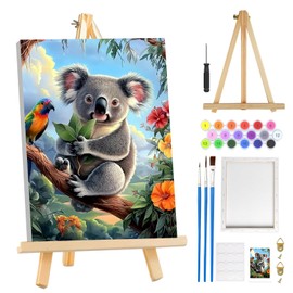 MOGTAA Koala Paint by Numbers for Adults Beginner with Frame, Flowers Painting by Numbers for Adults with Easel, DIY Oil Painting Kits Art Crafts for Home Decor, 8x12in