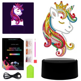 Unicorn Toys Gifts Diamond Painting Kits for Girls 6-12 Years: DIY Creative Night Light Arts Crafts Supply Set Gem Stickers for Kids by Numbers Birthday Xmas Gift Decor