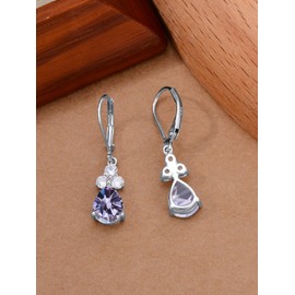 Seiyang Teardrop Alexandrite Dangle Earrings 925 Sterling Silver June Birthstone Leverback Earrings Birthstone Jewellery Gift for Women