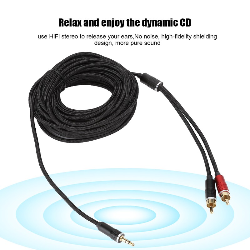 3.5MM to 2RCA Component ABS Cord AV Cable Audio Video