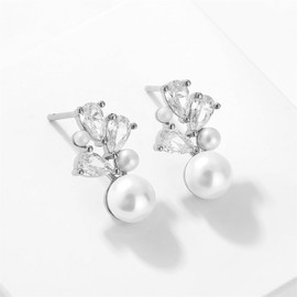 FFWTPY Earrings Cubic Zirconia Pearl Earrings Hypoallergenic Birthday Jewellery Gift for Women and Boys Girls, Copper