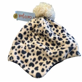 HaT Cat & Jack Kid Girl Cozy Soft Fleece Leopard Print Pom Beanie Hat Brown One Size
