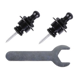2pcs Metal Strap Locks for Instrument Guitar with a Wrench,Bass Strap Locks Set,Plated Alloy Security Strap Locks,Security Strap Lock System for Acoustic/Electric/Bass Guitar (Black)