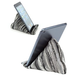 STEPHAN AND THEODORE Handmade Phone Pillow Holder - The Wedge Mobile Device Stand - Fabric Phone Stand for All iPhones, All Smartphones! 7 x 6.1 x 5.5 Inches (Comet Rain Black)