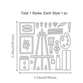 GLOBLELAND Painting Tools Metal Cutting Dies Palette Die Cuts for DIY Scrapbooking Festival Birthday Wedding Cards Making Album Envelope Decoration 3.54 x 3.18, Matte Platinum