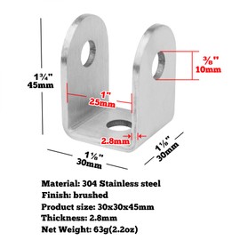 GBGS 10 Pcs U Bracket for 1" Panel,Bracket Stamped 304 Stainless Steel,2.8 mm Thick