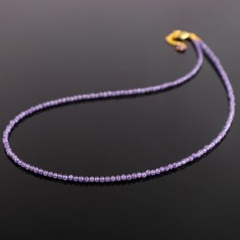 Sunshinegems Natural Amethyst Gemstone Full Faceted Beads Crystals Dainty Necklace Jewelry Gift for Women, Birthstone, Healing Stones, 18 inch