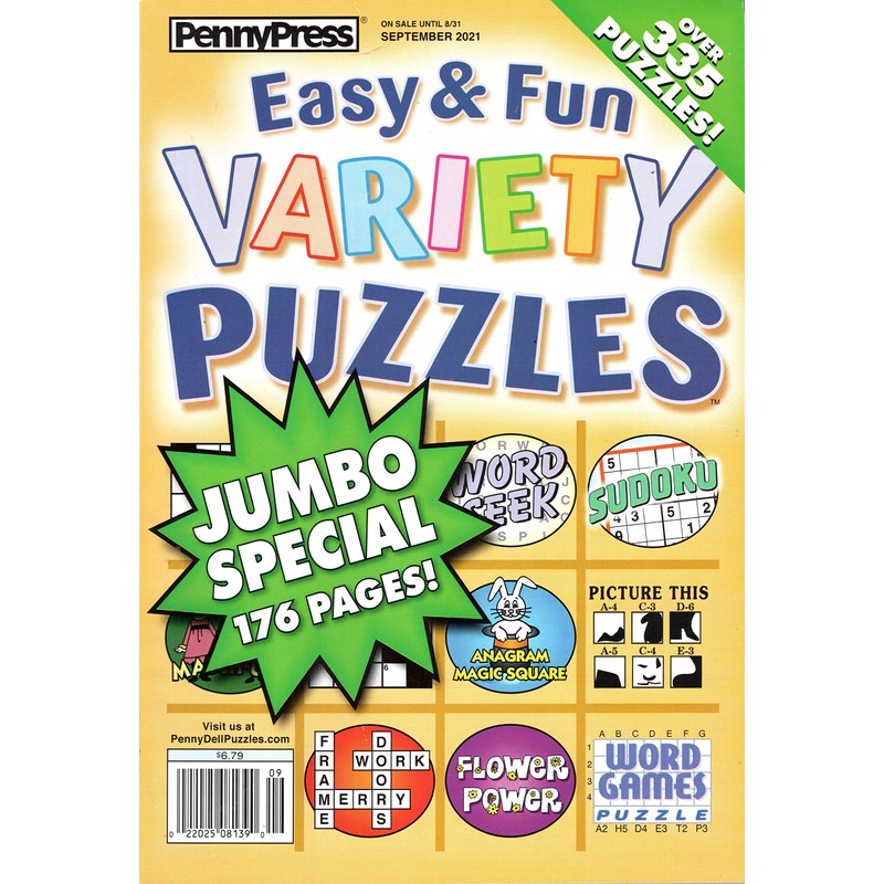 Lot Of 3 Penny Press Easy And Fun Variety Puzzles