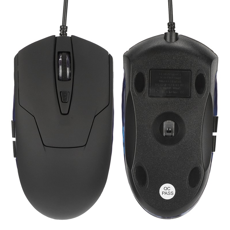 Wired Mouse Blue Backlit Type C Ergonomic Multimedia Keys Adjustable