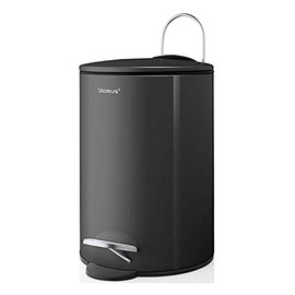 Blomus TUBO Pedal Bin Made of Powder-Coated Steel, Anthracite, 3 L Capacity, Smart Close System, Removable Bucket, Exclusive Bathroom Accessory (H x W x D: 24.5 x 17 x 17 cm, anthracite, 68888)