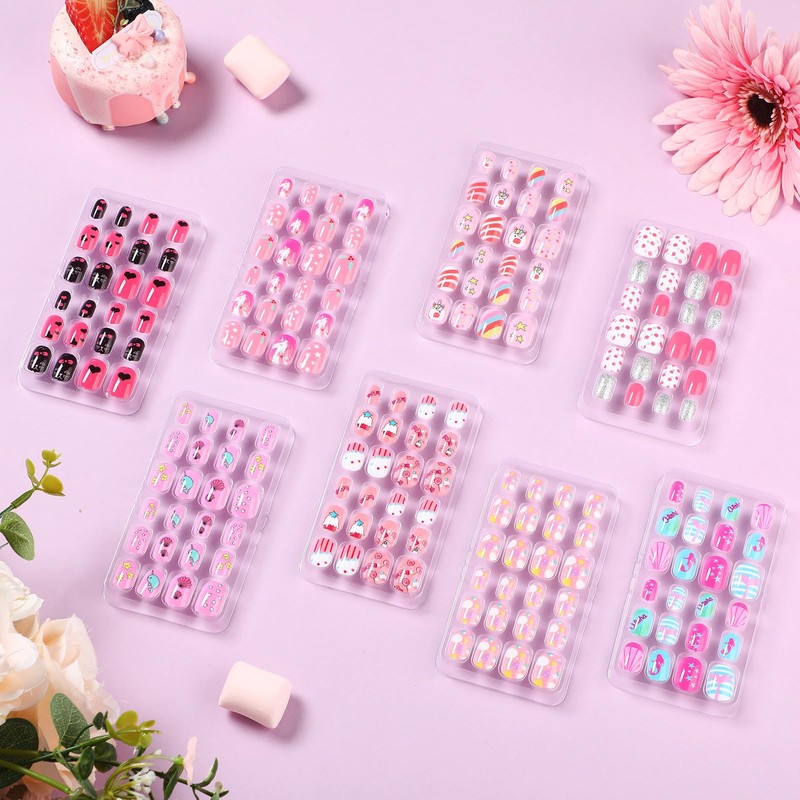 Litherr S 192pcs 8pcs Nail Tips for Kids Press On