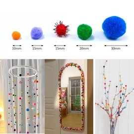 500 PCS Pompoms for Crafts,Pom Poms in Bright & Bold Assorted Colors,Pompoms for Arts and Craft Making Decorations，Assorted Sizes