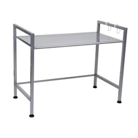 Mind Reader Kitchen Storage, Microwave Stand, Shelf Organizer, Rack Shelf, Metal, 23.75"L x 12.75"W x 18.75"H, Silver