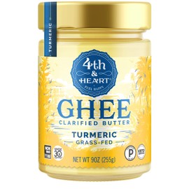 4th & Heart Turmeric Grass-Fed Ghee Butter, 9 Ounce, Keto, Pasture Raised, Non-GMO, Lactose Free, Certified Paleo