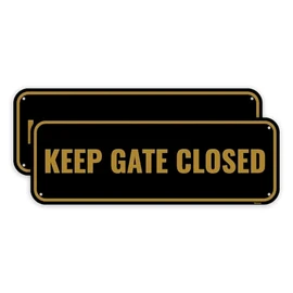 2PC Please Keep Gate Closed Sign, 10 x 3.5 Inches - Aluminum