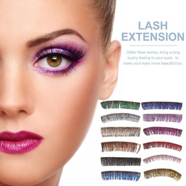 Healvian 6 Paar künstliche Wimpern mit Glitter Exstension Bunte Wimpern mit Glitzer Künstliche Wimpern für DIY Make-up Augen Make-up Zubehör Perfekt für Party und besondere Anlässe
