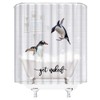 WUASDCS Funny Penguin Shower Curtain Cute Animals in Bathtub Bubble