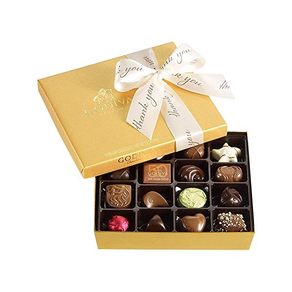 Godiva Chocolatier Assorted Chocolate Truffles Gold Gift Box, Thank You Ribbon, 19-Pieces, 7.2 Ounce