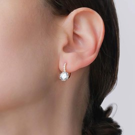 14K Gold Earrings for Women,Gold Dangle Earrings Cubic Zirconia Hoops Leverback Drop Earrings (Dangle) (one size)