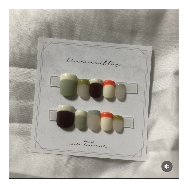 Vintage Green Handmade Nail Tips / 빈티지그린 수제네일팁